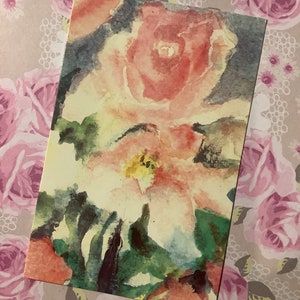 "Vintage circa 1990er Jahre atemberaubende leere Karte ""Symphony"" mit hübschem Blumenmuster - Kunst / Blumenliebhaber-Karte - eine Karte zum Rahmen - OHNE UMSCHLAG."
