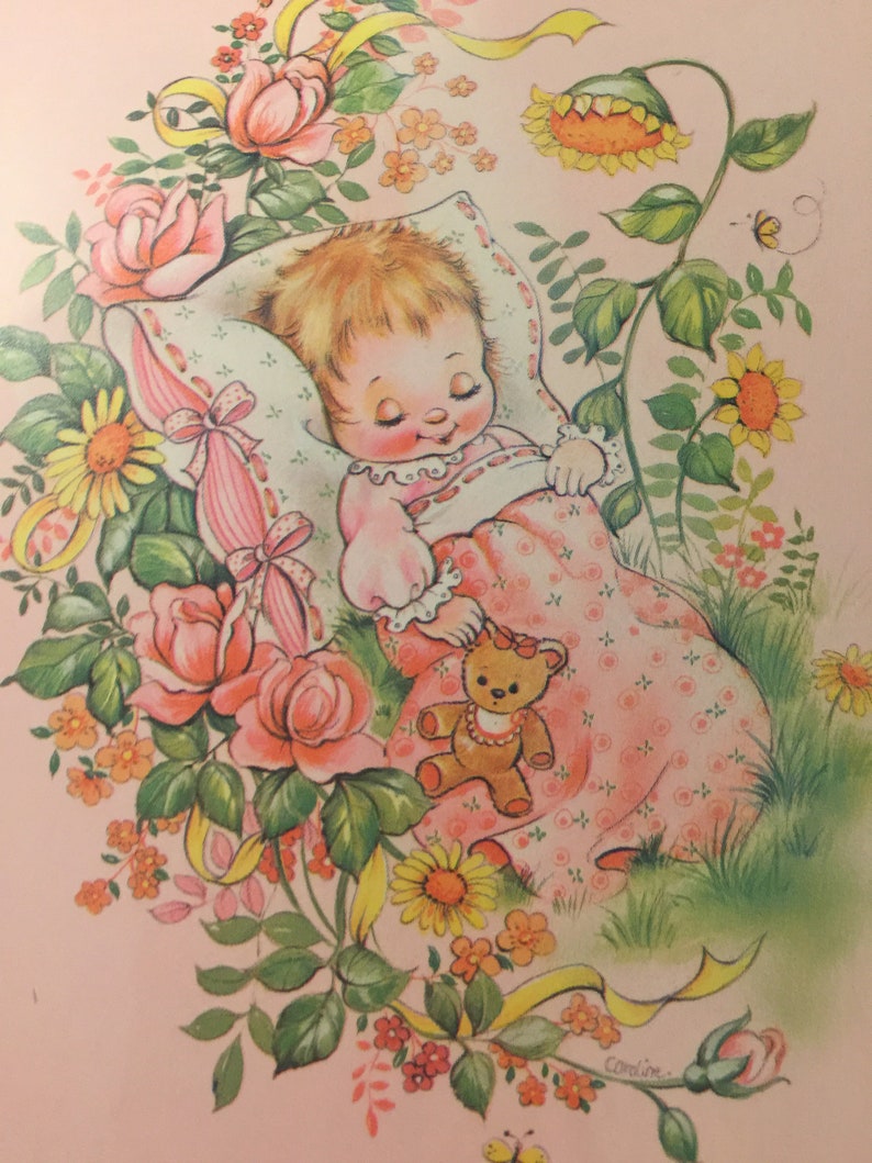 RARE VintageRetro Circa 1970s /'Special Greetings to Your Baby Girl/' Card Sweet Verse Super Cute Baby Girl Design Vintage Lovers Card