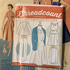 Threadcount 5-In-1 Wardrobe Builder Sewing Pattern – Jacket, Top, Dress, Skirt, Trousers (Sizes 8-16)