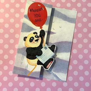 Biglietto di auguri di compleanno vintage del 1990 con parte anteriore ritagliata "Best of Pals" con ADORABILE design di panda - Semplice saluto all'interno del biglietto per amico/parente amante dei panda