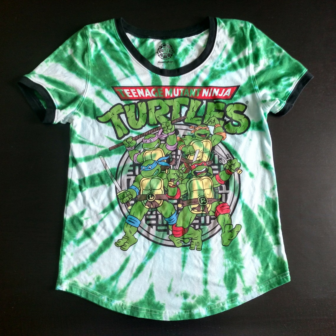 Juniors XL 15 17 // TMNT Tie Dye / Ringer T Shirt / Green & - Etsy