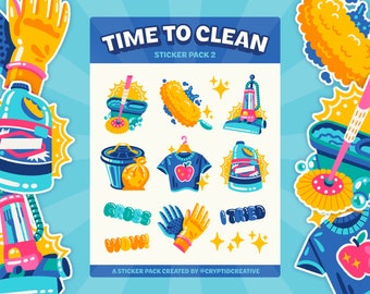 Cleaning Sticker Sheet | Printable Chore Stickers | Digital Sticker Pack | Goodnotes | Bullet Journal | Chore List | Productivity Art