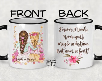 long distance mug,friendship mug,custom mug,best friends on swing,bff gift,best friend mug,custom bff mug,friendship gift,long distange gift