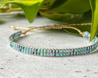 The “Adie”Seed Bead Bracelet, Boho Style Adjustable Bracelet, Layering Bracelet, Bead Loom Bracelet, Handwoven Bracelet, Glass Bead Jewelry