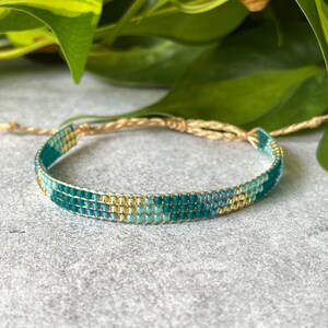 The Fern Seed Bead Bracelet, Boho Style Adjustable Bracelet, Layering Bracelet, Bead Loom Bracelet, Handwoven Bracelet, Glass Bead Jewelry image 6