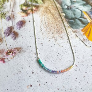 Seed Bead Necklace, Boho Dainty Layering Choker, Minimalist Tiny Beaded Multi Color Bracelet, Small Bead Jewelry, Gift for Her, Anklet image 5