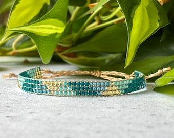 The “Fern” Seed Bead Bracelet, Boho Style Adjustable Bracelet, Layering Bracelet, Bead Loom Bracelet, Handwoven Bracelet, Glass Bead Jewelry