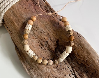 Diffuser bracelet, picture jasper adjustable beaded bracelet, boho bracelet, aromatherapy jewelry, beach inspired
