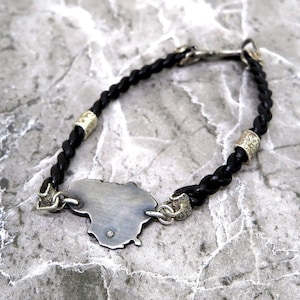 Votre bracelet pays, argent sterling avec diamant, bracelet de localisation, cadeau pour lui, trace votre idée cadeau racines, bracelet du monde entier