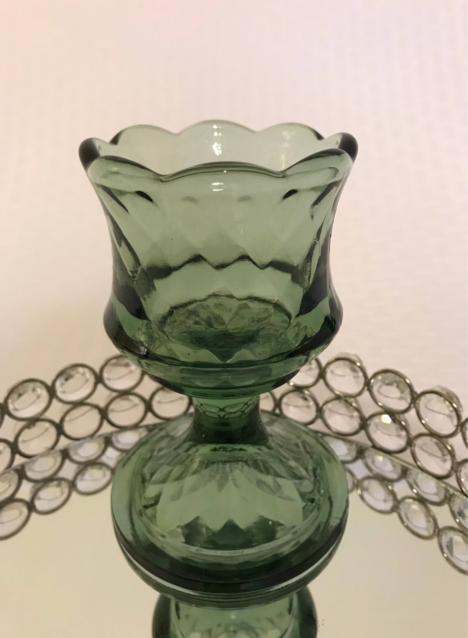 Fenton Green Votive Candle Holder 4.5 Tall Etsy