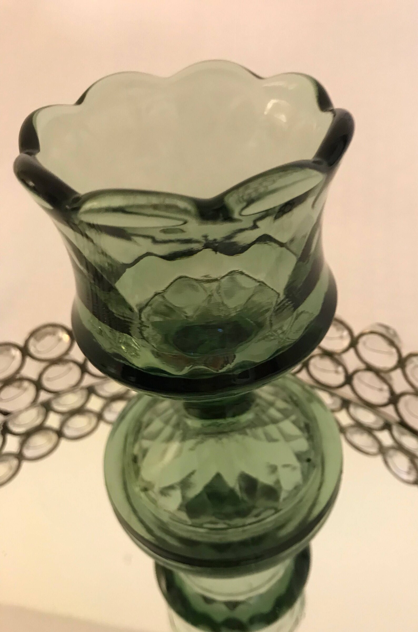 Fenton Green Votive Candle Holder 4.5 Tall Etsy