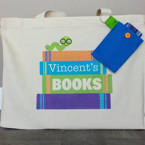 PERSONALIZED Library/book Bag Stack of Books Etsy