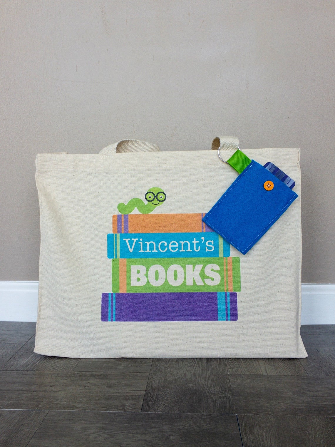 PERSONALIZED Library/book Bag Stack of Books Etsy