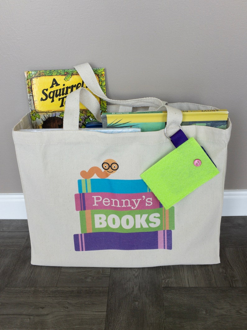 PERSONALIZED Library/book Bag Stack of Books Etsy