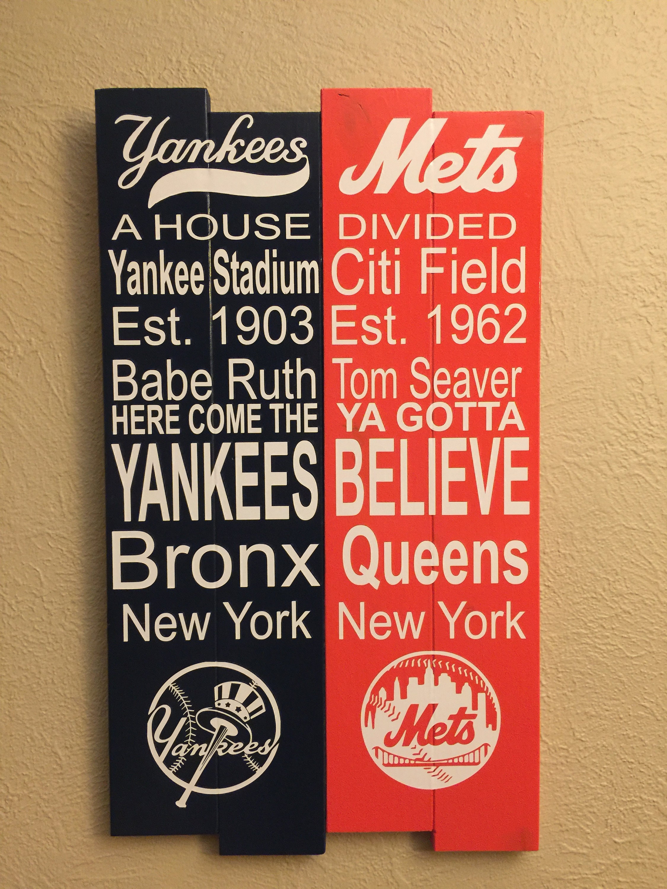 Subway Series Custom NY Mets and NY Yankees House Divided 