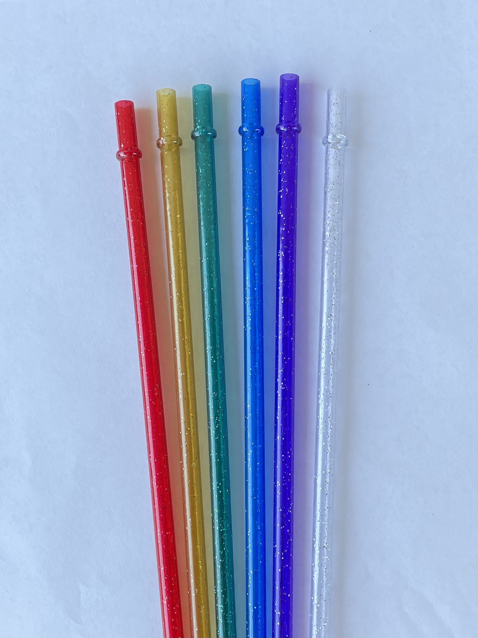 11 Glitter Colored Reusable Hard Plastic Straws - Perfect For