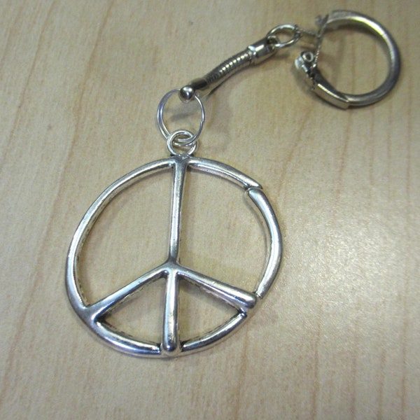 PEACE Sign KEY RING - 1.5" Peace Symbol Fob w Retro Hinge Opening - Key Ring Key Chain Keyring Keychain Hippie Piece Sine