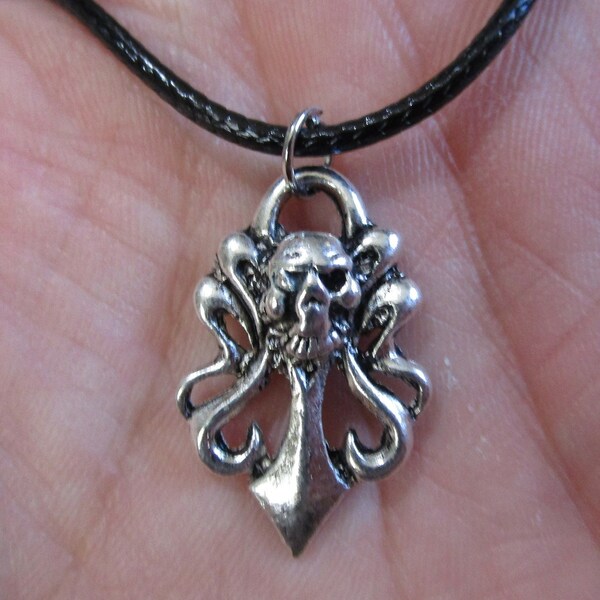 NEPTUNE'S GARDEN Octopus Skull Necklace, 19"lg x  1"h Metal Charm - Unique Cute Hippie Girl Jewelry