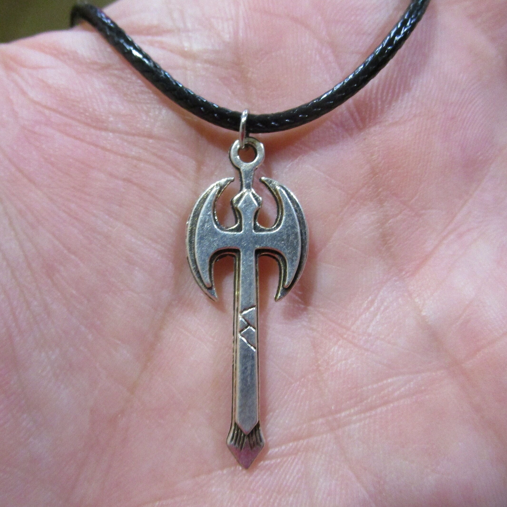 BATTLE AXE 19 NECKLACE, Metal Charm, Double Edge Hatchet, Minimalist Style,  Black Cord Hippie Rocker Girl Jewelry, Biker Tattoo Jewlry - Etsy