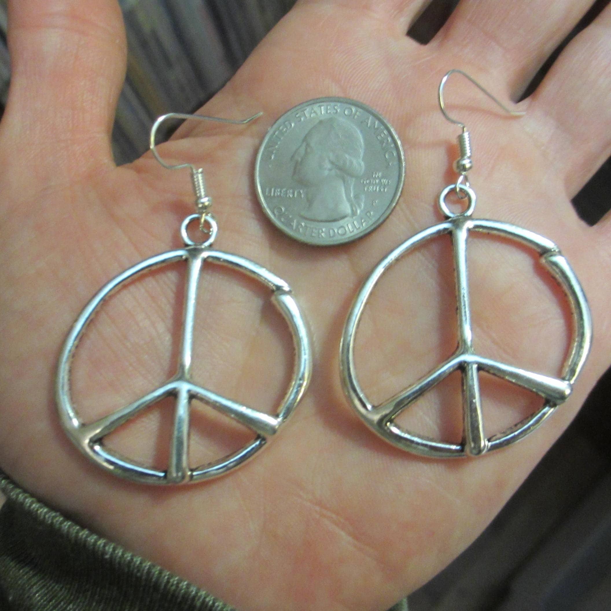 Earring Signs Peace Sign Earrings: Large Silver Tone Alloy Charm Hippie Jewelry - Etsy