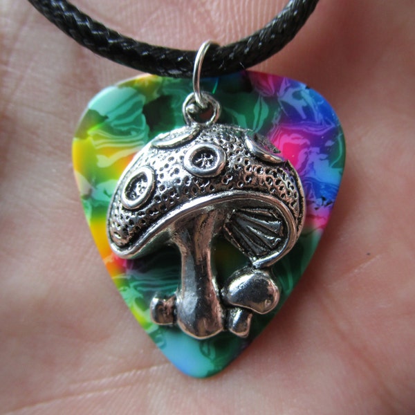 Mushroom 19" Guitar Pick Necklace <<CHOOSE YOUR STYLE>> - Cute Earthy Hippie Girl Jewelry -- Hippy Jewlry