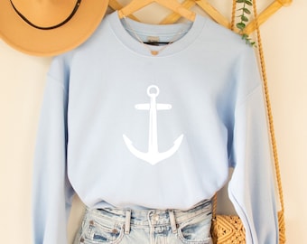 Anchor Sweatshirt, Nautical Sweatshirt, Beach Long Sleeve Shirt, Captain Sweatshirt, Captain Shirt, Gift For Sailor, Boating Sweatshirt