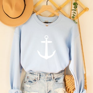 Anchor Sweatshirt, Nautical Sweatshirt, Beach Long Sleeve Shirt, Captain Sweatshirt, Captain Shirt, Gift For Sailor, Boating Sweatshirt