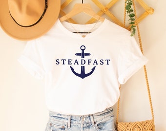 Navy Anchor T-Shirt, Steadfast Nautical Tee, Sailor Gift