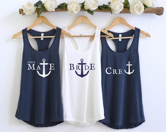 Nautical Bachelorette Party Tank Tops, Bridal Anchor Design