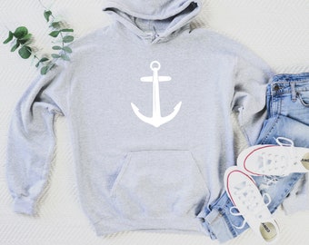 Nautical Anchor Hoodie, Unisex Beach Sweatshirt, Gift For Sailor