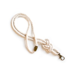 Nautical Rope Lanyard in Natural White | Nautical knot lanyard for keys | Lanyard for Badge | 100% Cotton Rope Lanyard, Nautical Gift