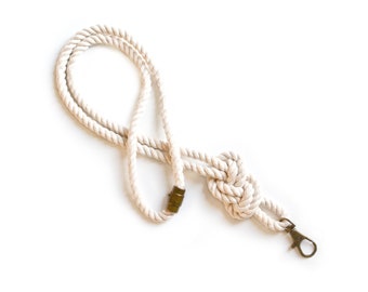 Nautical Knot Lanyard | Natural White Cotton Rope, Badge & Key Holder
