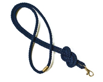 Nautical Rope Lanyard | Navy Blue Cotton with Bronze Clasp