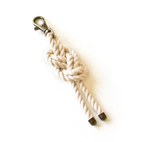 Nautical Knot Cotton Rope Keychain in Natural White Antique Etsy