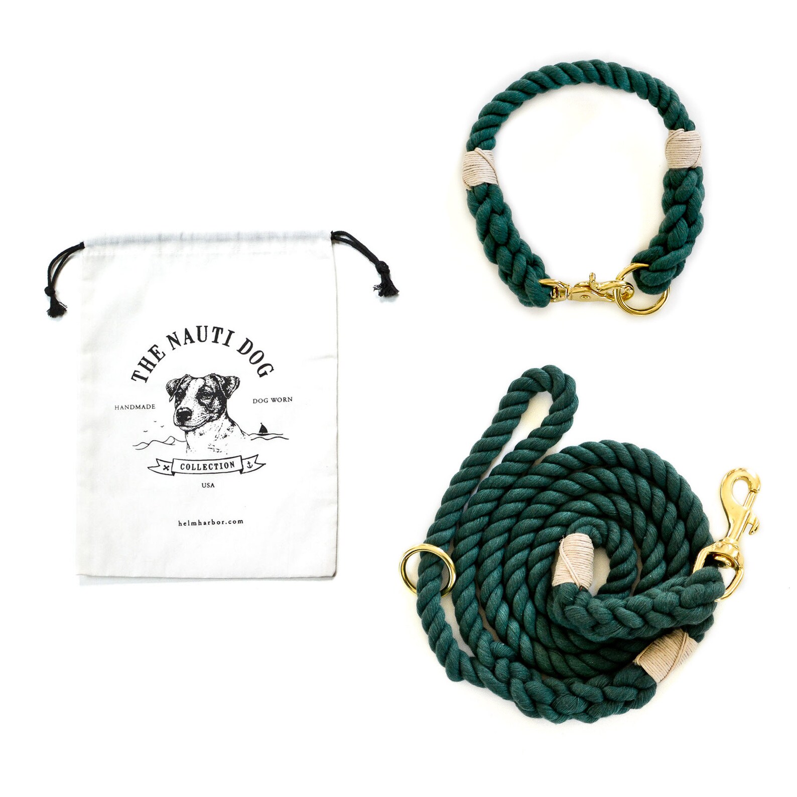 Rope Dog Collar in Hunter Green Green Rope Dog Collar Etsy