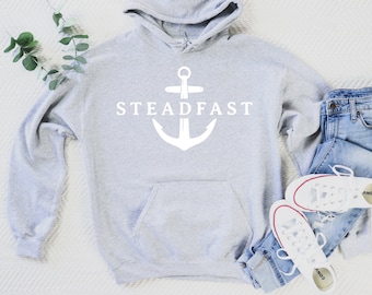 Anchor Hoodie, Nautical Hooded Sweatshirt, Beach Hoodie, Captain Hooded Sweatshirt, Captain Hoodie, Gift For Sailor, Steadfast Hoodie