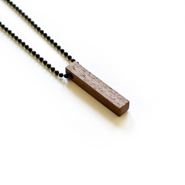 Walnut Wood Bar Mens Necklace | Essential Oil Diffuser Necklace | Mid Century Modern Necklace | Men's Necklace | Gifts for Men