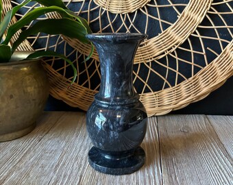 Vintage Black Marble Bud Vase, Charcoal Toned Marble Bud Vase, Vessel for Flowers, Black Stone Minimalist Vase, Vintage Black Marble Decor