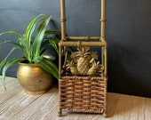 Vintage Wicker & Metal Wine Bottle Stand with Pineapple Detail | Wine Bottle Holder | Wine Lover Gift Idea | Wine Accessories |  Wine Basket