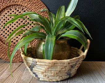 Vintage Wicker Basket with Handles | Boho Wicker Decor | Wicker Planter | Coastal Cottage | Wicker Storage Ideas | Rustic Farmhouse Decor