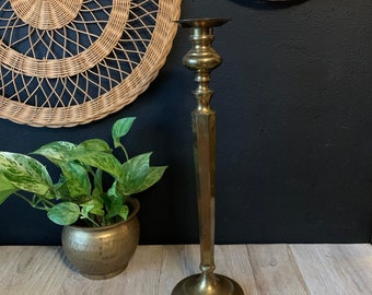 Vintage Tall Brass Candlestick Holder | Brass Centerpiece | Brass Wedding Decor | Gothic Brass Candleholder | Gold Metal Candlestick Holder