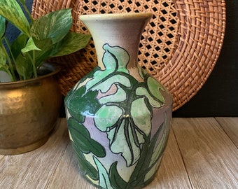 Vintage Handmade Pottery Vase | Studio Pottery | Floral Vase | Hand Painted Signed Pottery | Ceramic Vase | Boho Decor | Bud Flower Vase