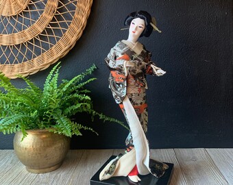 Vintage Japanese Geisha Doll on Stand Keepsake Doll