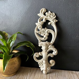 Vintage Homco Ornate White Candlestick Holder Wall Sconce, Mid Century Wall Decor, Hanging Wall Candle Holder, Gothic Candlestick Holder image 1