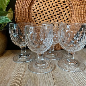 Vintage Clear Glass Water Goblets | Footed Drinkware  | Wine Goblets | Wedding Glassware | Toasting Glasses | Festive Stemware | Barware