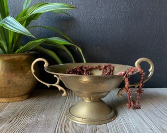 Vase Bohemian Decor with Handle Fruit Bowl Vintage Pedestal Brass Bowl Planter Display Centerpiece Basket