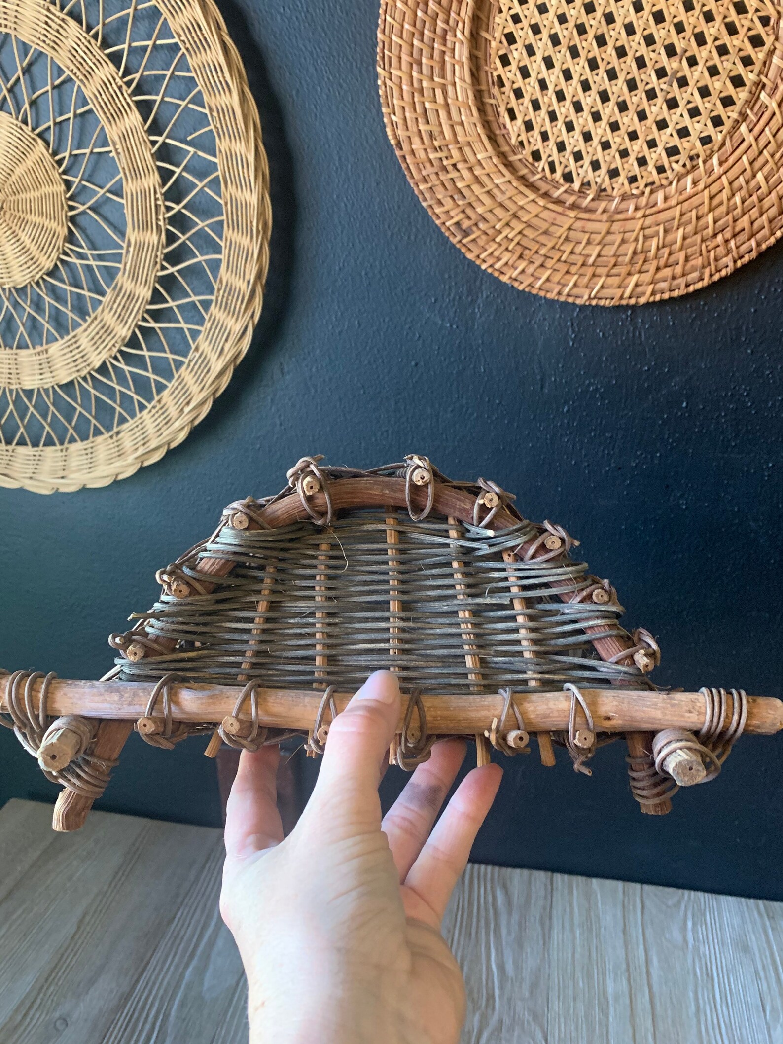 Vintage Wicker Wall Basket Wicker Wall Pocket Wicker Etsy