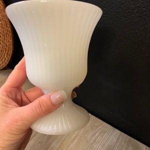 Vintage Footed Milk Glass Vase White Pedestal Flower Vase Milk Glass Decor Wedding Decor Gift Idea Rustic Farmhouse Decor image 4