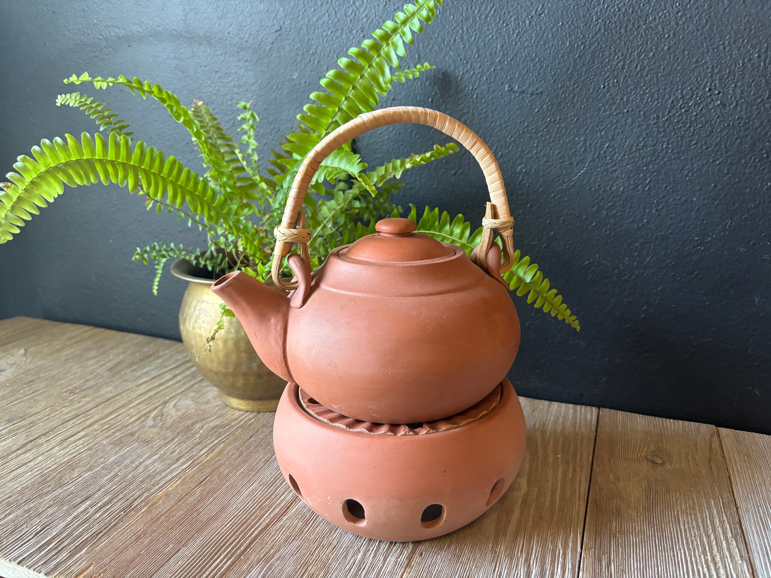 ♪昔の中国茶器 Vintage Chinese Yixing Zisha Red Clay Tea Pot and Candle