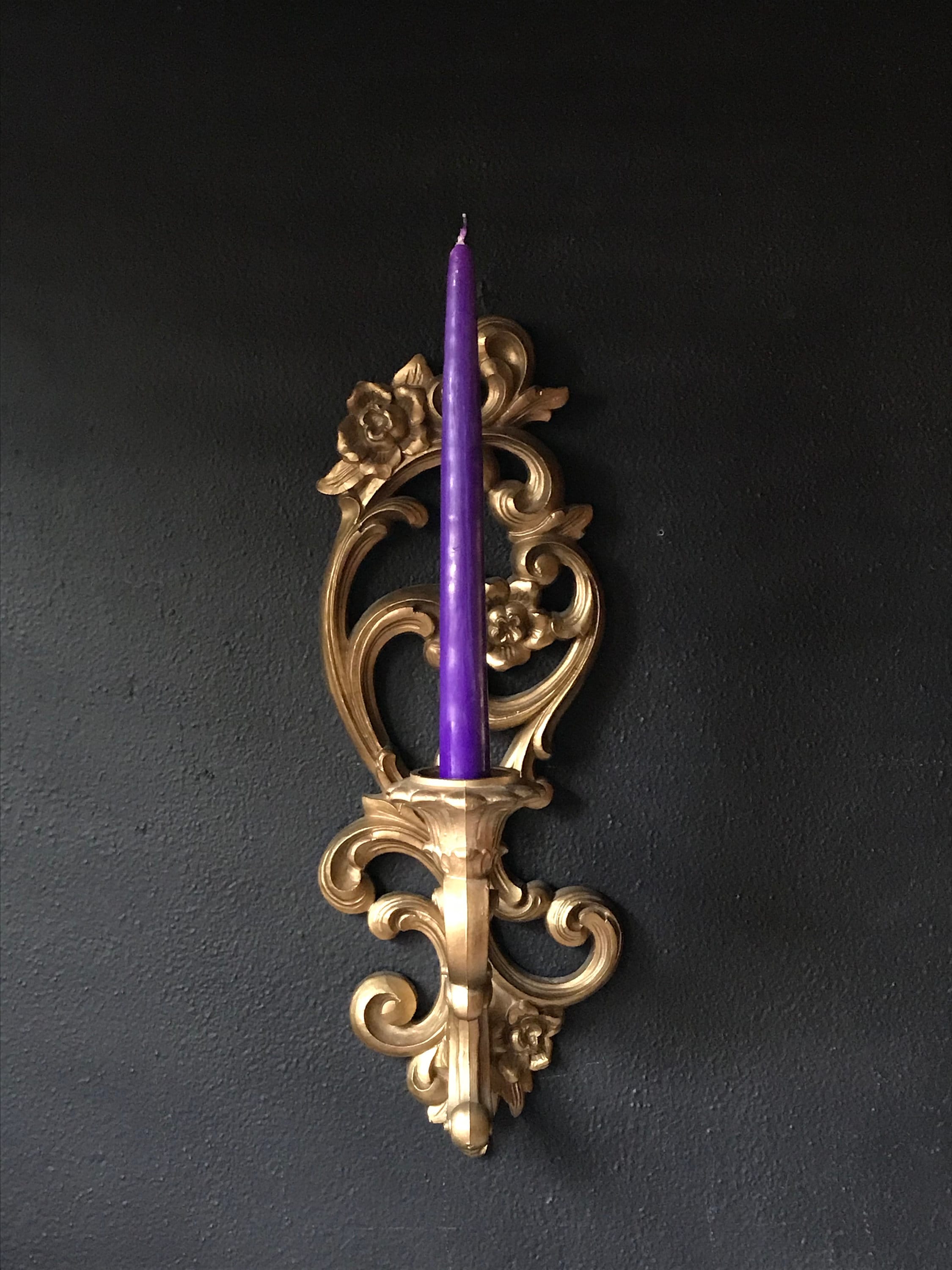 Vintage Gold Wall Sconce Candle Holder Hollywood Regency Etsy